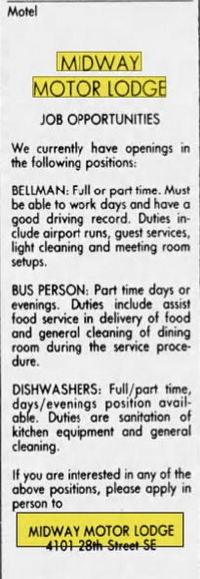 Midway Motor Lodge - Sep 10 1981 Article (newer photo)